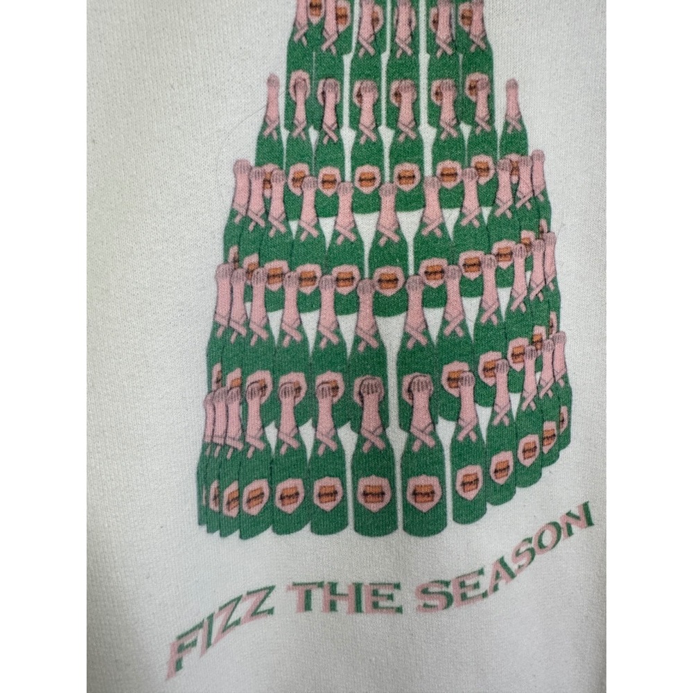 White Crewneck Sweatshirt Fizz The Season Champagne Bottle Christmas Tree - Picture 4 of 7